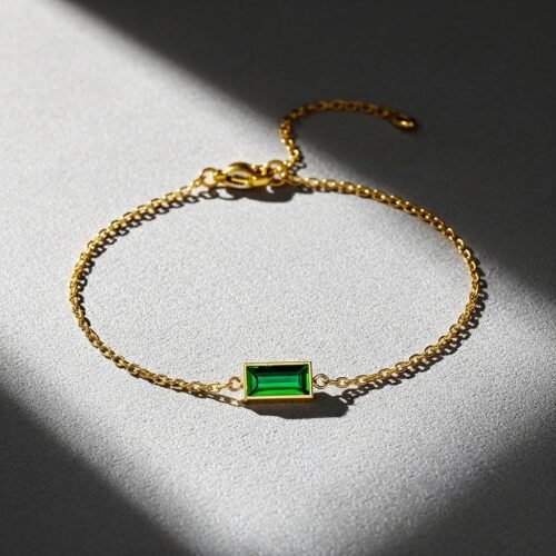Forest Bracelet – Emerald Green Crystal on Gold Stainless Steel