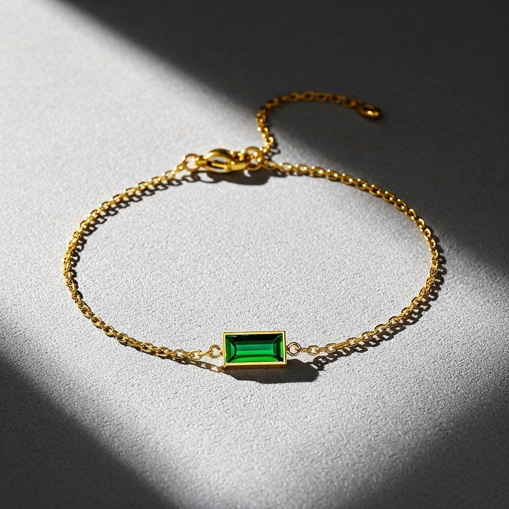 Forest Bracelet – Emerald Green Crystal on Gold Stainless Steel