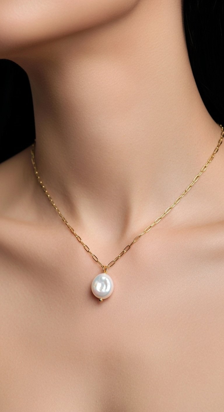 Baroque Pearl Pendant Necklace – Luxury Stainless Steel