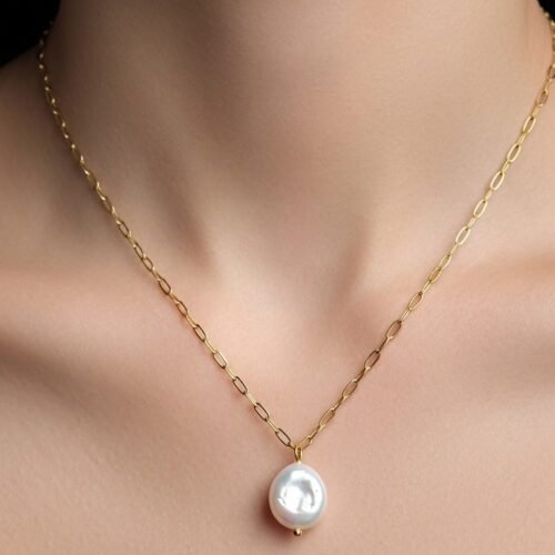 Baroque Pearl Pendant Necklace – Luxury Stainless Steel