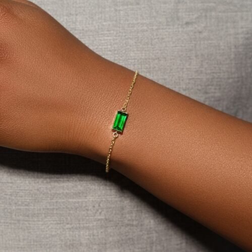 Forest Bracelet – Emerald Green Crystal on Gold Stainless Steel