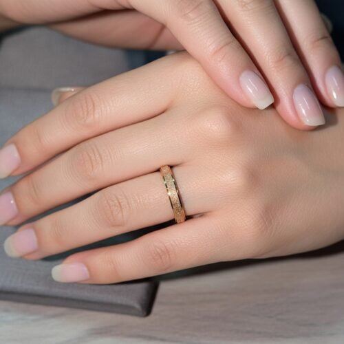 Rose Gold Sparkle Ring – Stainless Steel Luxury Band