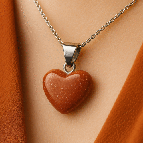 Gold Sandstone Heart Necklace – Stone of Ambition