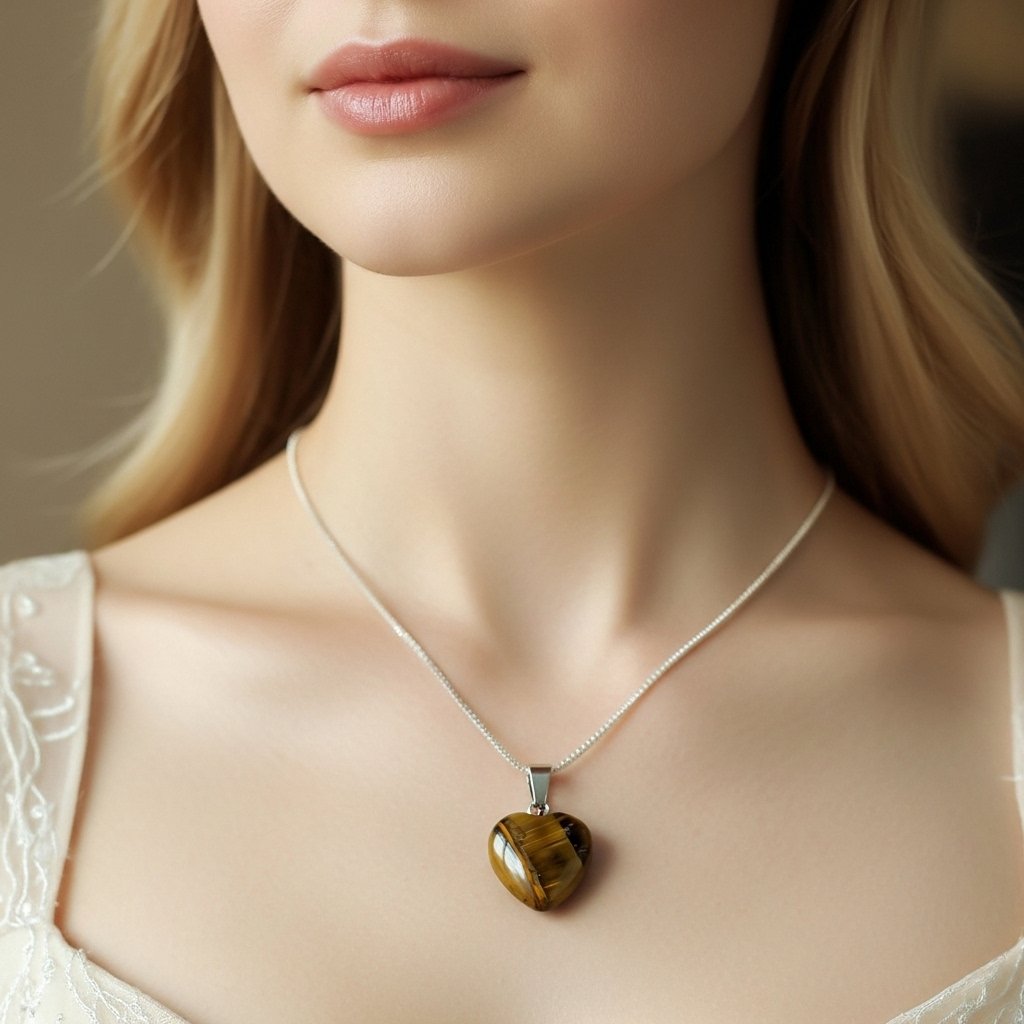 Tiger Eye Heart Necklace – Courage, Focus & Protection
